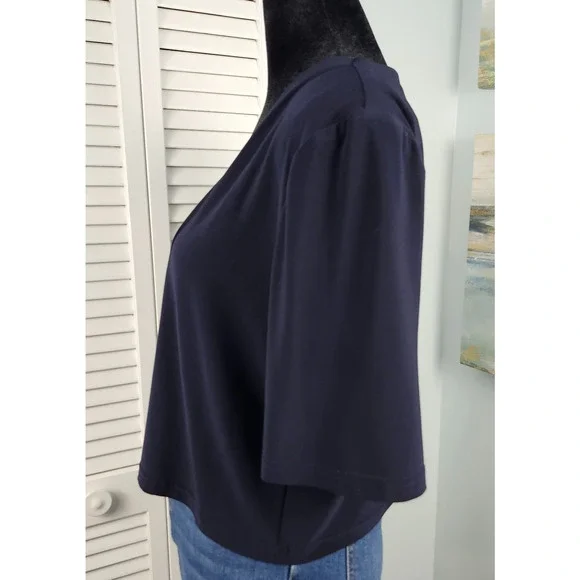 VTG R&M Richards Navy Blue Shrug Jacket Size 12 Stretch Knit Y2K - Picture 3 of 7